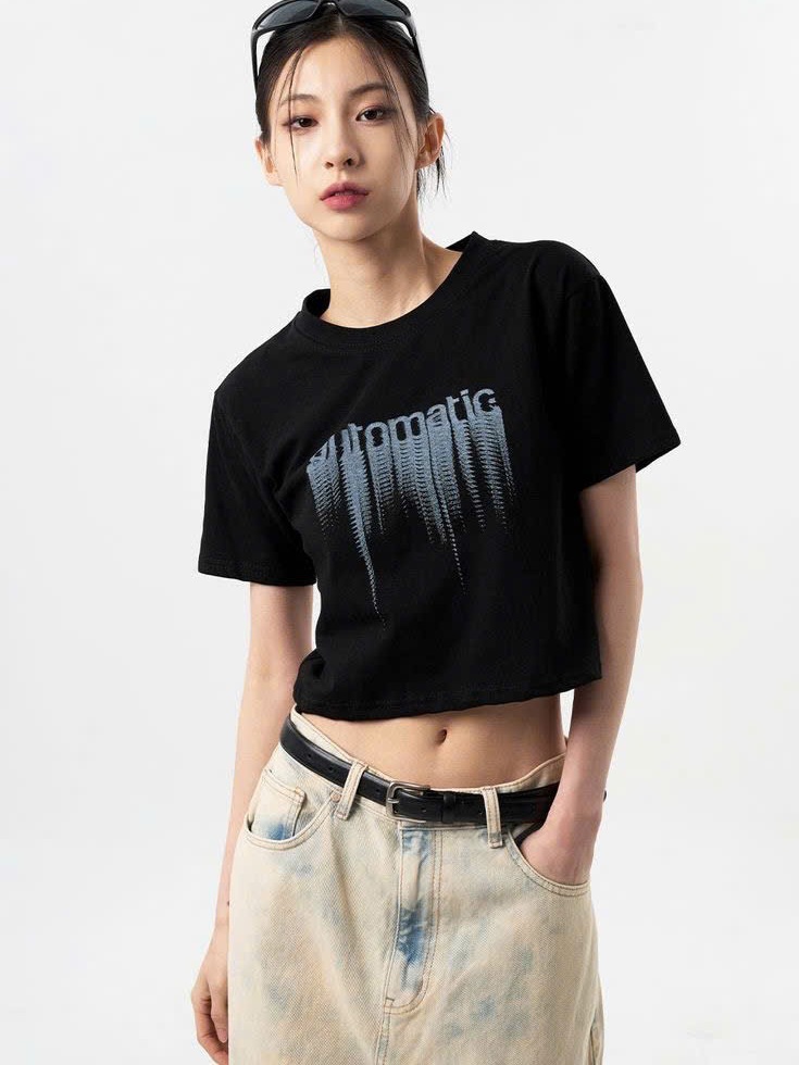 Quần Jean Nữ Ống Rộng Loang Màu Lưng Cao - Vintage Wash