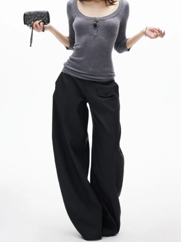 Minimal Curved Tailored Trousers