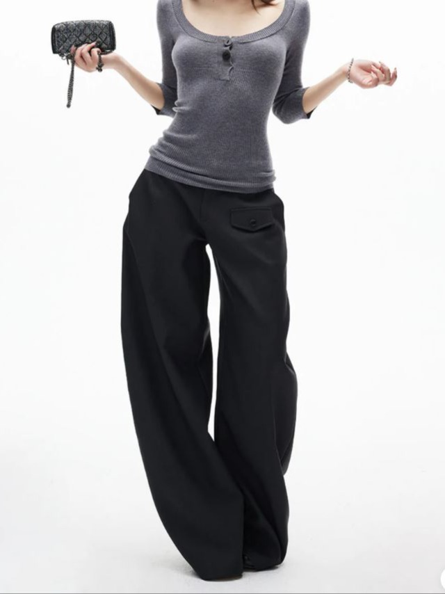 Minimal Curved Tailored Trousers