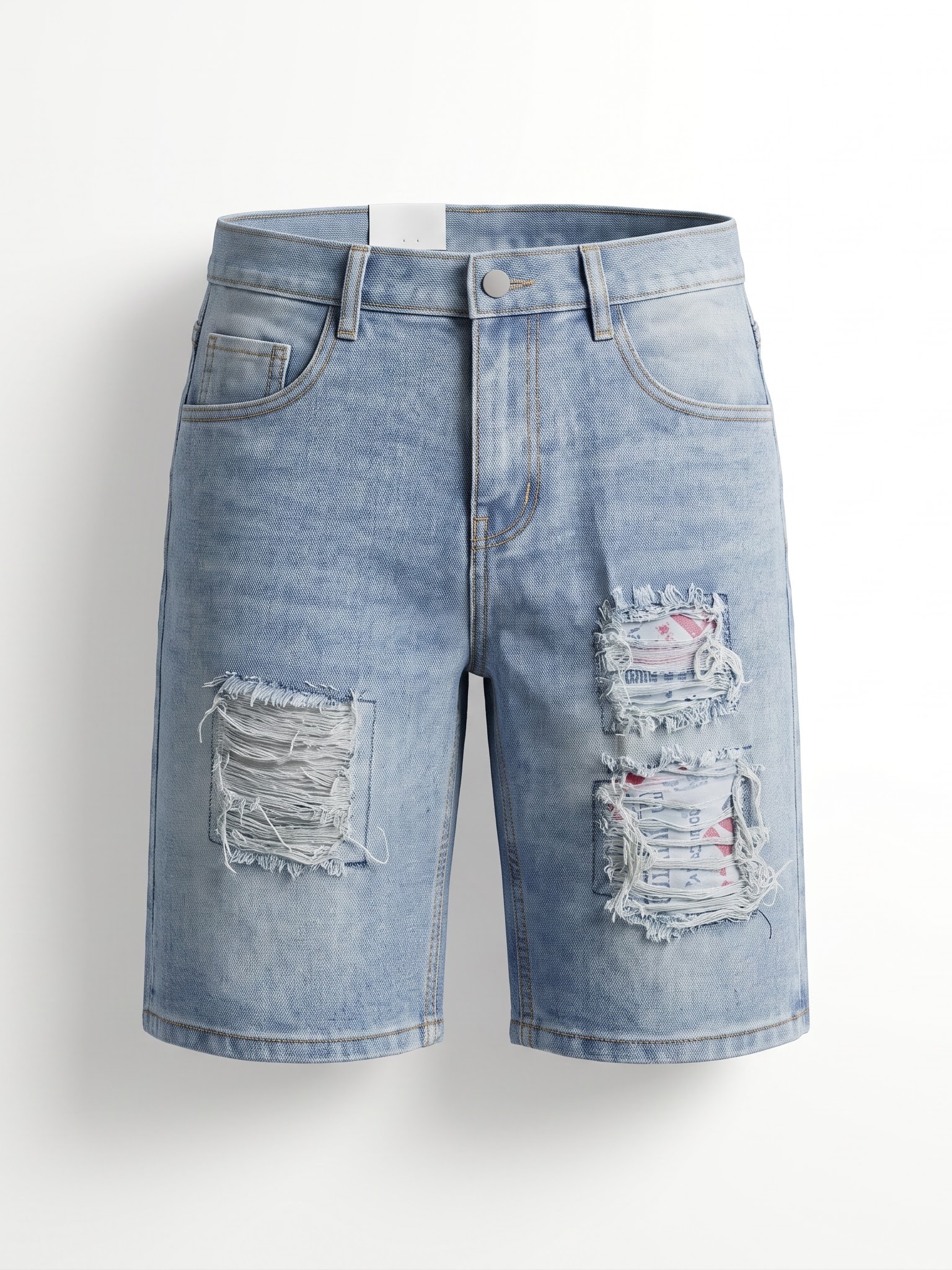 Light Blue Patchwork Jorts