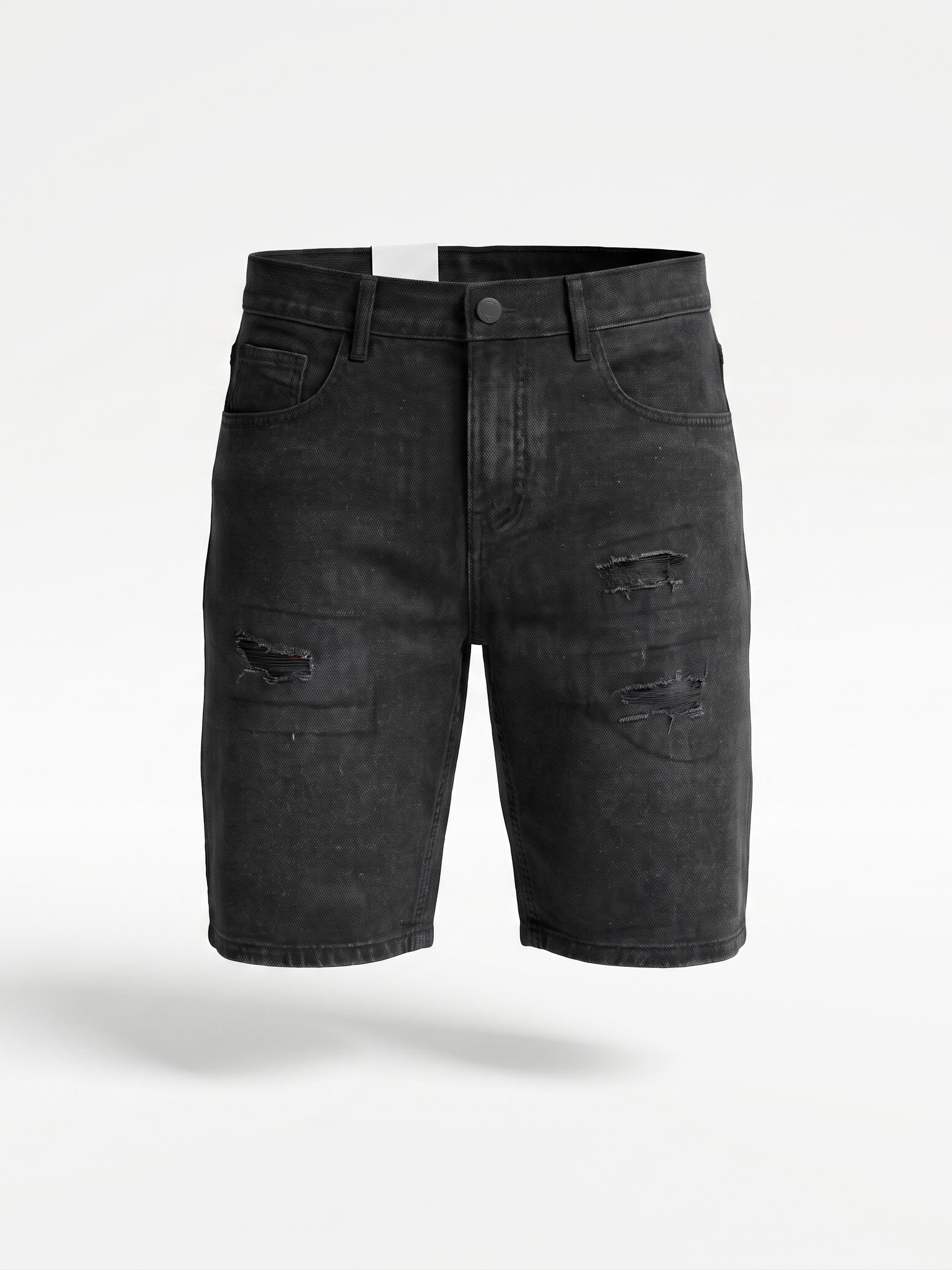 Ripped Black Straight Shorts