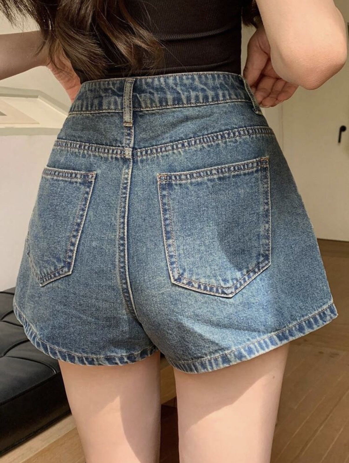 [NHÁP] Quần Short Jeans Ống Rộng Cạp Cao