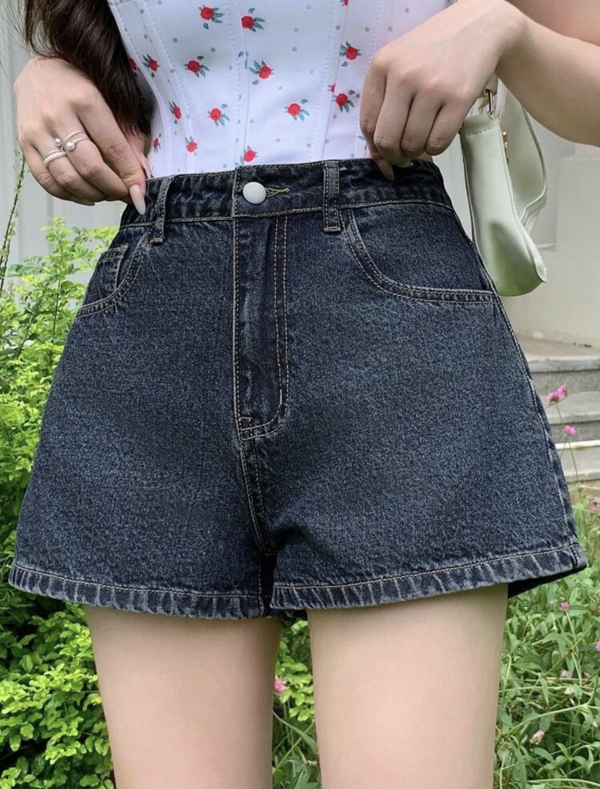 [NHÁP] Quần Short Jeans Ống Rộng Cạp Cao