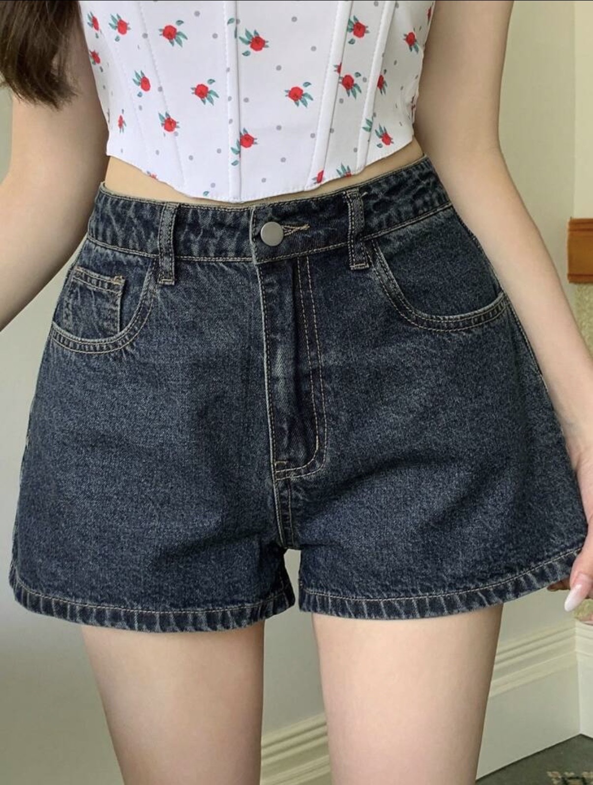 [NHÁP] Quần Short Jeans Ống Rộng Cạp Cao